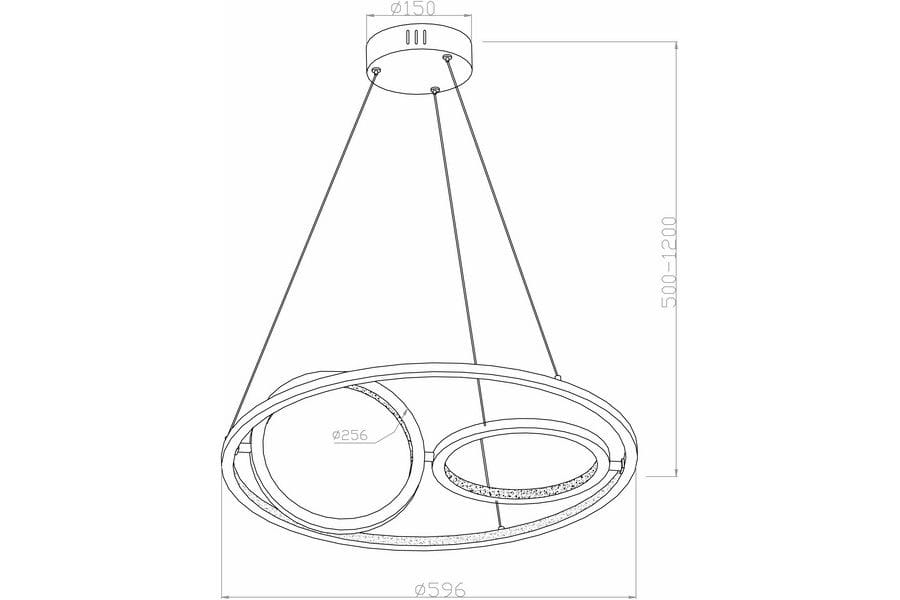 Lampa wisząca Gilian 3xLED/40W w kolorze czarnym, z dwoma okrągłymi elementami w różnych rozmiarach. Umożliwia regulację wysokości w zakresie 500-1200 mm. Montaż sufitowy, z przewodami w kształcie stożka.
