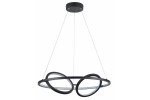 Lampa wisząca Gilian 3xLED/40W w kolorze czarnym, złożona z trzech okrągłych pierścieni w różnej wielkości, zawieszona na cienkich linkach. Elementy metalowe o matowej fakturze. Ujęcie frontalne, na jednolitym tle.