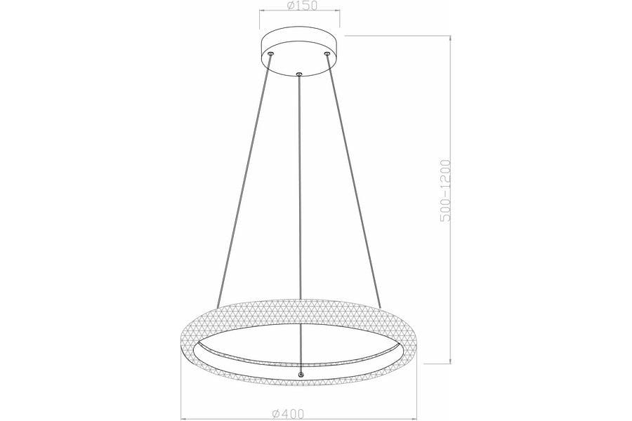 Lampa wisząca Vigo z jedną diodą LED 18W w kolorze chrom. Okrągła konstrukcja o średnicy 40 cm, zawieszona na regulowanych linkach, z minimalistycznym designem. Wysokość regulowana w zakresie 50-120 cm.