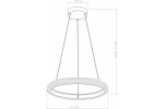 Lampa wisząca Vigo z jedną diodą LED 18W w kolorze chrom. Okrągła konstrukcja o średnicy 40 cm, zawieszona na regulowanych linkach, z minimalistycznym designem. Wysokość regulowana w zakresie 50-120 cm.