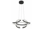 Lampa wisząca Narida w kolorze czarnym, z 1 żarówką LED o mocy 40W. Posiada nowoczesny, organiczny kształt z trzema zakrzywionymi ramionami oraz białymi akcentami. Montowana na suficie, zawieszona na cienkich linkach.