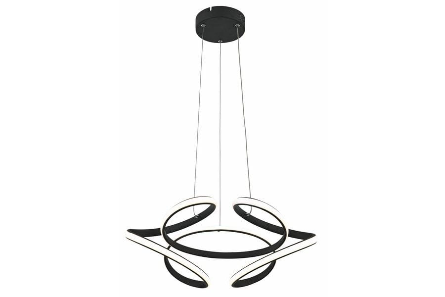 Lampa wisząca Narida 1xLED/40W w kolorze antracytowym, złożona z trzech falujących pierścieni. Wisi na cienkich linkach, z okrągłym mocowaniem sufitowym. Elegancki, nowoczesny design, idealna do różnych wnętrz.