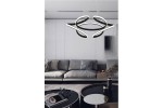 Lampa wisząca Narida w kolorze antracytowym, z 1 żarówką LED o mocy 40W. Posiada nowoczesny, owalny kształt z dekoracyjnymi elementami. Zawieszona nad szaro-beżową sofą w minimalistycznym wnętrzu, na tle jasnej ściany.