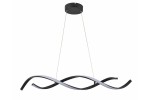 Lampa wisząca Jersey z pilotem, 1xLED/21W, w kolorze czarnym. Okrągły stelaż z sufitu, z dwoma falistymi ramionami w czerni i szarości, zwisająca na cienkich linkach. Nowoczesny design, idealna do aranżacji wnętrz.