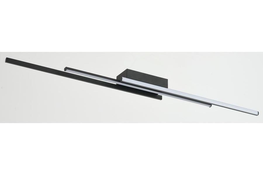 Lampa sufitowa Amaroo z trzema diodami LED, moc 24W. Czarna obudowa z prostokątnym elementem montażowym, minimalistyczny design. Ujęcie z boku, produkt zamontowany na gładkiej, jasnej powierzchni.