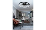 Lampa sufitowa Dacota 1xLED/24W w kolorze czarnym, okrągła konstrukcja z metalowymi detalami, zawieszona na suficie w nowoczesnym wnętrzu. W tle widoczne meble i dekoracje, jasne oświetlenie.