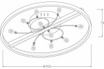 Czarna lampa sufitowa Dacota z jedną żarówką LED o mocy 24W. Okrągła, z widocznymi elementami w kształcie linii i ozdobnymi kloszami. Wymiary: średnica 450 mm, wysokość 70 mm. Idealna do nowoczesnych wnętrz.