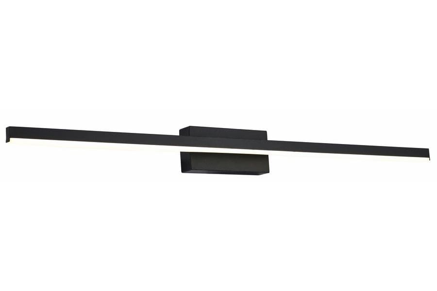 Kinkiet łazienkowy Linea LED IP44 w kolorze czarnym, o długości 80 cm i mocy 10W. Prosty, poziomy kształt z matowym wykończeniem, montowany na ścianie. Emituje jasne, białe światło, idealny do oświetlenia lustra lub obrazu.