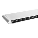 Lampa wisząca Linia Slim w kolorze białym, z jedną diodą LED o mocy 30W i temperaturze barwowej 4000K. Produkt widoczny z boku, z delikatnie zaokrąglonymi krawędziami i widocznymi diodami LED w czarnej obudowie.