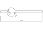 Kinkiet Alamiya 1xLED w kolorze czarnym, o długości 510 mm. Posiada okrągłą podstawę i prostokątny klosz. Widok z boku, ukazujący minimalistyczny design i nowoczesny kształt. Idealny do użytku w różnych aranżacjach wnętrz.