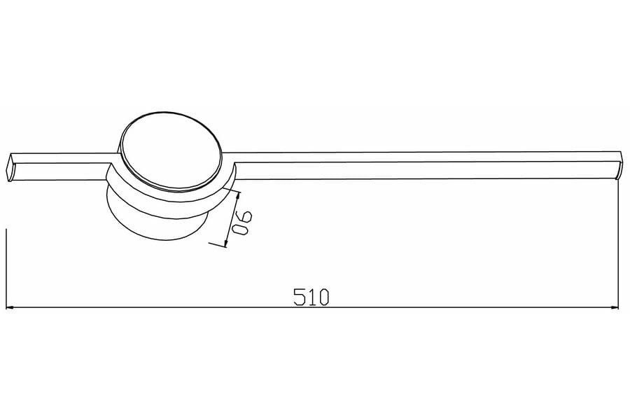 Kinkiet Alamiya 1xLED w kolorze czarnym, z okrągłą głowicą i prostokątnym ramieniem. Wymiary: długość 510 mm, średnica głowicy 60 mm. Ułożony poziomo, z widocznymi detalami. Idealny do nowoczesnych wnętrz.