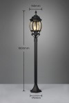 Lampa stojąca ogrodowa Elvo H100 w kolorze czarnym, z oprawą na jedną żarówkę E27. Wysokość 1000 mm, średnica klosza 155 mm, podstawka 170 mm. Stylowy design z przezroczystym kloszem, umieszczona w pozycji stojącej.