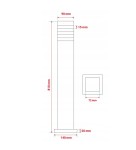 Czarna lampa stojąca słupek ogrodowy Malibu H80 z pojedynczym gniazdem E27. Kwadratowa podstawa o wymiarach 140 mm, wysokość 810 mm, szerokość 90 mm. Górna część z poziomymi szczelinami. Przeznaczona do użytku zewnętrznego.