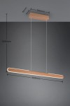 Lampa wisząca Helios w brązowym kolorze, z jedną diodą LED o mocy 28W. Posiada prostokątny kształt, wymiary 1000mm x 85mm x 340mm, zawieszona na cienkich linkach, do wysokości 1600mm. Idealna do nowoczesnych wnętrz.