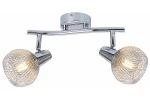 Lampa sufitowa Loretto z dwoma reflektorami, wykonana z chromowanego metalu. Reflektory w formie siatkowych kul, montowane na prostym, metalowym wsporniku. Idealna do oświetlenia wnętrz.