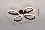 Lampa sufitowa Fly w kolorze czarnym, z jedną diodą LED o mocy 22W i temperaturze barwowej 3000K. Posiada nowoczesny design z trzema pętlami, wymiarami 400 mm x 400 mm, zamontowana na płaskiej podstawie o wysokości 75 mm.