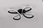 Lampa sufitowa Fly z jedną żarówką LED 22W, barwa światła 3000K. Czarna podstawa z dekoracyjnymi, falującymi elementami w kolorze białym. Produkt zamontowany na suficie, widoczny z góry.