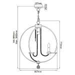 Lampa wisząca Cassie z polerowanego niklu, posiada 6 gniazd E14 i 1 gniazdo E27. Ma okrągły kształt, z dekoracyjnymi elementami, wymiar 607 mm średnicy. Zawieszona na regulowanym łańcuchu, w minimalistycznym stylu, idealna do nowoczesnych wnętrz.