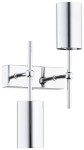 Kinkiet Frigga 2xGU10 w chromowanej obudowie. Produkt z dwoma cylindrycznymi kloszami zamontowanymi na chromowanej podstawie. Ujęcie frontalne, pokazujące elegancki design oraz wykończenie w połysku. Idealny do nowoczesnych wnętrz.