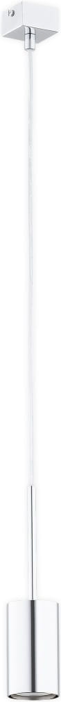 Lampa wisząca Frigga O3144 W1 CH z chromowanym wykończeniem, pojedynczym gniazdem GU10. Posiada długi, przezroczysty kabel i cylindryczny klosz, zawieszona na kwadratowej podstawie. Idealna do nowoczesnych wnętrz.