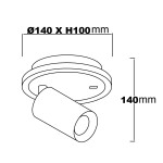 Kinkiet Parma 1xGU10 + 1xLED w kolorze białym. Okrągła podstawa o średnicy 140 mm, wysokość 100 mm. Kąt ujęcia z boku, ukazujący zaokrągloną obudowę z widoczną oprawą na żarówkę. Prosta forma, idealna do nowoczesnych wnętrz.