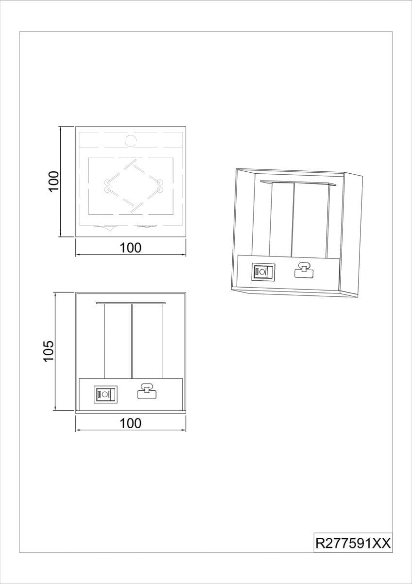 Kinkiet zewnętrzny Talent w kolorze tytanowym, z czujnikiem ruchu i zmierzchu. Posiada dwa źródła LED o mocy 1W. Ujęcie frontalne, wymiar 100x105 mm, z widocznym przyciskiem oraz elementami montażowymi.