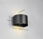 Kinkiet zewnętrzny Talent w kolorze czarnym, z czujnikiem ruchu i zmierzchu. Owalna obudowa o wymiarach 160mm x 115mm x 100mm, montowana na ścianie, z dwoma diodami LED 1W, emitującymi ciepłe światło.
