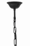 Czarna lampa wisząca ogrodowa Chicago K-8216 z oprawą na żarówkę E27. Lampa zawieszona na metalowym łańcuchu, z okrągłą, lekko wypukłą podstawą. Prosty design, idealna do użytku na zewnątrz.