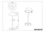 Lampa stołowa zewnętrzna Ricardo, biała, z kloszem w kształcie półkuli. Wymiary: wysokość 300 mm, średnica podstawy 115 mm, średnica klosza 135 mm. Zawiera 1xLED 1,5W. Ujęcie z boku, pokazujące detale konstrukcji i proporcje.