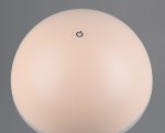 Lampa stołowa Fungo w kolorze piaskowym, z okrągłym, gładkim kloszem, widok z góry. Na górze znajduje się przycisk włączania. Produkt przeznaczony do użytku zewnętrznego, z jednym źródłem LED o mocy 2W.