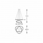 Lampa wisząca Athesa z pilotem, 2xLED/36W, złota. Okrągła podstawa o średnicy 80 cm, wysokość 150 cm. Kształt stożka z cienkimi linkami. Wymiary elementów: pierścień 40 cm. Minimalistyczny design, odpowiednia do nowoczesnych wnętrz.