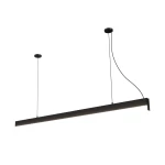 Lampa wisząca Sigi IV w kolorze czarnym, z diodą LED 36W i temperaturą barwową 3000K. Posiada prostokątny kształt, zawieszona na dwóch cienkich linkach. Tło białe, co podkreśla minimalistyczny design.