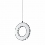 Lampa wisząca Girona z jednym źródłem światła LED 10W. Okrągła konstrukcja w chromowanym wykończeniu z dekoracyjnymi, przezroczystymi kryształkami. Zawieszona na cienkim, metalowym przewodzie, prezentuje nowoczesny design.