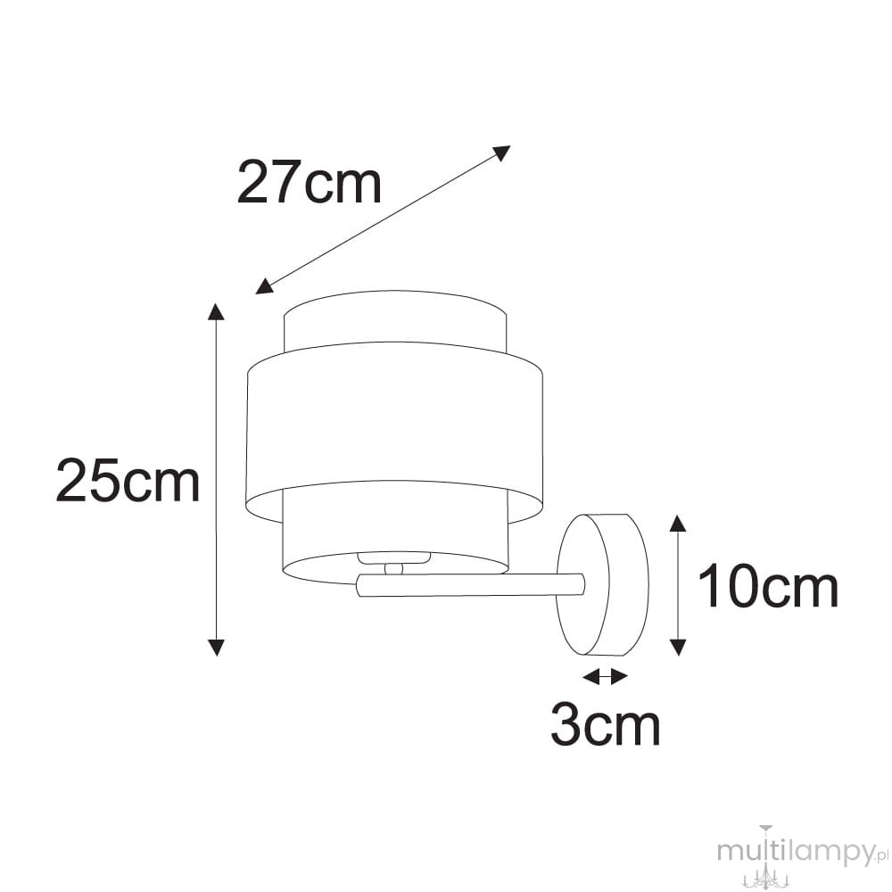 Kinkiet Amos 1xE27 w kolorze czarnym. Okrągła, matowa forma o wysokości 27 cm i szerokości 25 cm, z krótkim ramieniem o długości 10 cm i średnicy 3 cm. Prosty design, przeznaczony do montażu na ścianie.