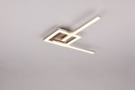 Lampa sufitowa Viale w kolorze niklowym, z jedną diodą LED 17W, emitującą światło o temperaturze barwowej 3000K. Produkt ma nowoczesny, geometryczny kształt z dwoma prostokątnymi ramionami. Ujęcie z góry, na jednolitym tle.