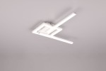 Lampa sufitowa Viale w kolorze białym, z jedną diodą LED o mocy 17W i temperaturze barwowej 4000K. Posiada nowoczesny, prostokątny kształt z dwiema poziomymi, podłużnymi ramionami. Montowana na suficie, z widocznymi detalami konstrukcyjnymi.