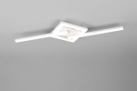 Lampa sufitowa Viale w kolorze białym, z jedną diodą LED o mocy 17W i temperaturze barwowej 4000K. Posiada nowoczesny, kwadratowy kształt z dwoma równoległymi, prostokątnymi elementami świetlnymi, zamontowana na szarym tle.