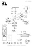 Lindberg lampa sufitowa z wentylatorem, biało-tytanowa, z pilotem. Posiada 1 LED o mocy 35W i wentylator 25W. Ujęcie pokazuje lampę z boku, z widocznymi skrzydłami wentylatora. Proste tło dla lepszej widoczności produktu.