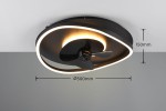 Sortland lampa sufitowa z wentylatorem, czarna, z oświetleniem LED 30W. Okrągły kształt, średnica 500 mm, wysokość 150 mm. Widoczny wentylator i zintegrowane światło w formie pierścienia. Produkt montowany na suficie.