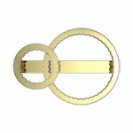Lampa sufitowa Girona 2xLED/36W w kolorze złotym, składająca się z dwóch okrągłych elementów oraz prostokątnej podstawy. Ujęcie frontalne, na białym tle, ukazuje gładką powierzchnię i geometryczny design.