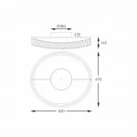 Lampa sufitowa Gano 1xLED/40W w kolorze złotym, okrągła, z metalowego materiału. Średnica 520 mm, wysokość 145 mm. Widoczny detal żłobienia na górnej części oraz centralny element. Idealna do nowoczesnych wnętrz.