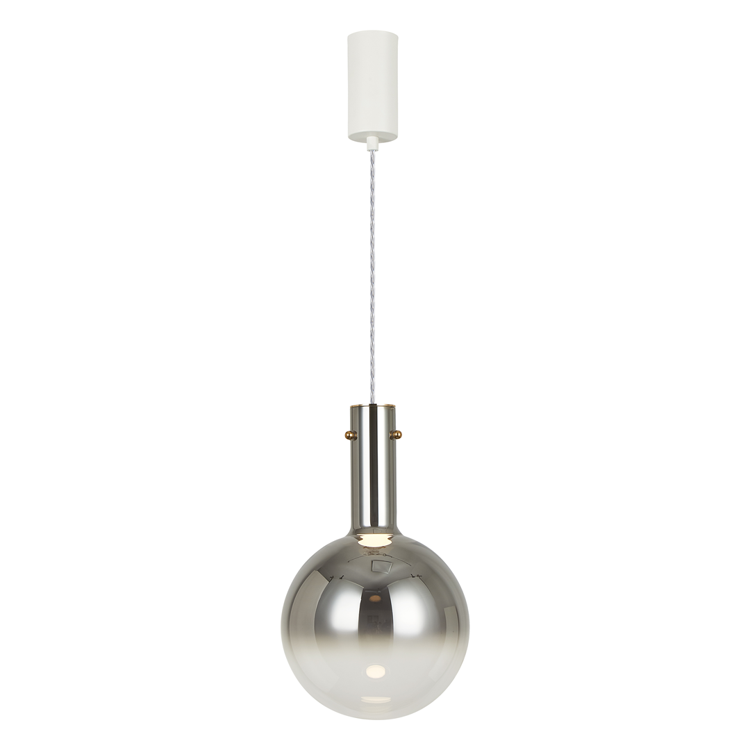 Lampa wisząca Toronto 1xGU10 w chromowanym wykończeniu, z okrągłym kloszem i metalowym uchwytem. Zawieszona na cienkim przewodzie, z białym mocowaniem sufitowym. Idealna do nowoczesnych wnętrz.