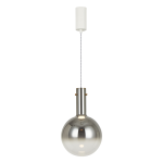 Lampa wisząca Toronto 1xGU10 w chromowanym wykończeniu, z okrągłym kloszem i metalowym uchwytem. Zawieszona na cienkim przewodzie, z białym mocowaniem sufitowym. Idealna do nowoczesnych wnętrz.