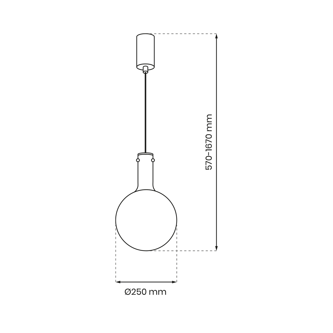 Lampa wisząca Toronto 1xGU10 w chromowanym wykończeniu. Okrągła, szklana kula o średnicy 250 mm, zawieszona na regulowanym przewodzie (570-1670 mm). Prosty, nowoczesny design, idealny do różnych wnętrz.