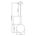 Lampa wisząca Niko D20 w kolorze złotym, z oprawą na jedną żarówkę G9. Posiada prostą, geometryczną konstrukcję z okrągłym kloszem i prostokątnym uchwytem. Wymiary: wysokość regulowana od 435 do 1480 mm, średnica klosza 200 mm.