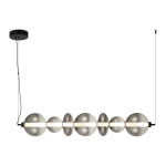 Lampa wisząca Daphne, czarna, z jednym źródłem LED 40W. Posiada szereg szklanych kul w różnych rozmiarach, zawieszona na cienkim kablu. Klasyczny, nowoczesny design, montowana na suficie, z minimalistycznym wykończeniem.