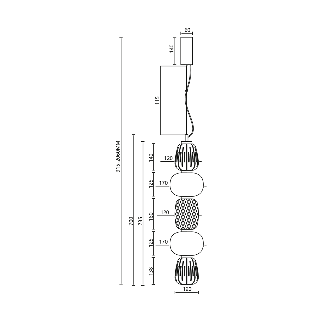 Lampa wisząca Caro z jedną żarówką LED 40W w chromowanej obudowie. Wymiary: długość 700 mm, średnica kloszy 120 mm, wysokość całkowita do 2060 mm.