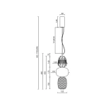 Lampa wisząca Caro z pojedynczym źródłem LED 28W w kolorze złotym. Wymiary: wysokość 365-785 mm, średnica 120 mm. Posiada dekoracyjny klosz z siatki i gładką, okrągłą podstawę. Kable w kolorze złotym.