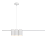 Lampa wisząca Genesis 5xGU10 w kolorze białym, składająca się z trzech cylindrycznych kloszy na prostokątnej belce. Zawieszona na cienkim przewodzie, idealna do nowoczesnych wnętrz. Prosta forma i jednolite wykończenie.