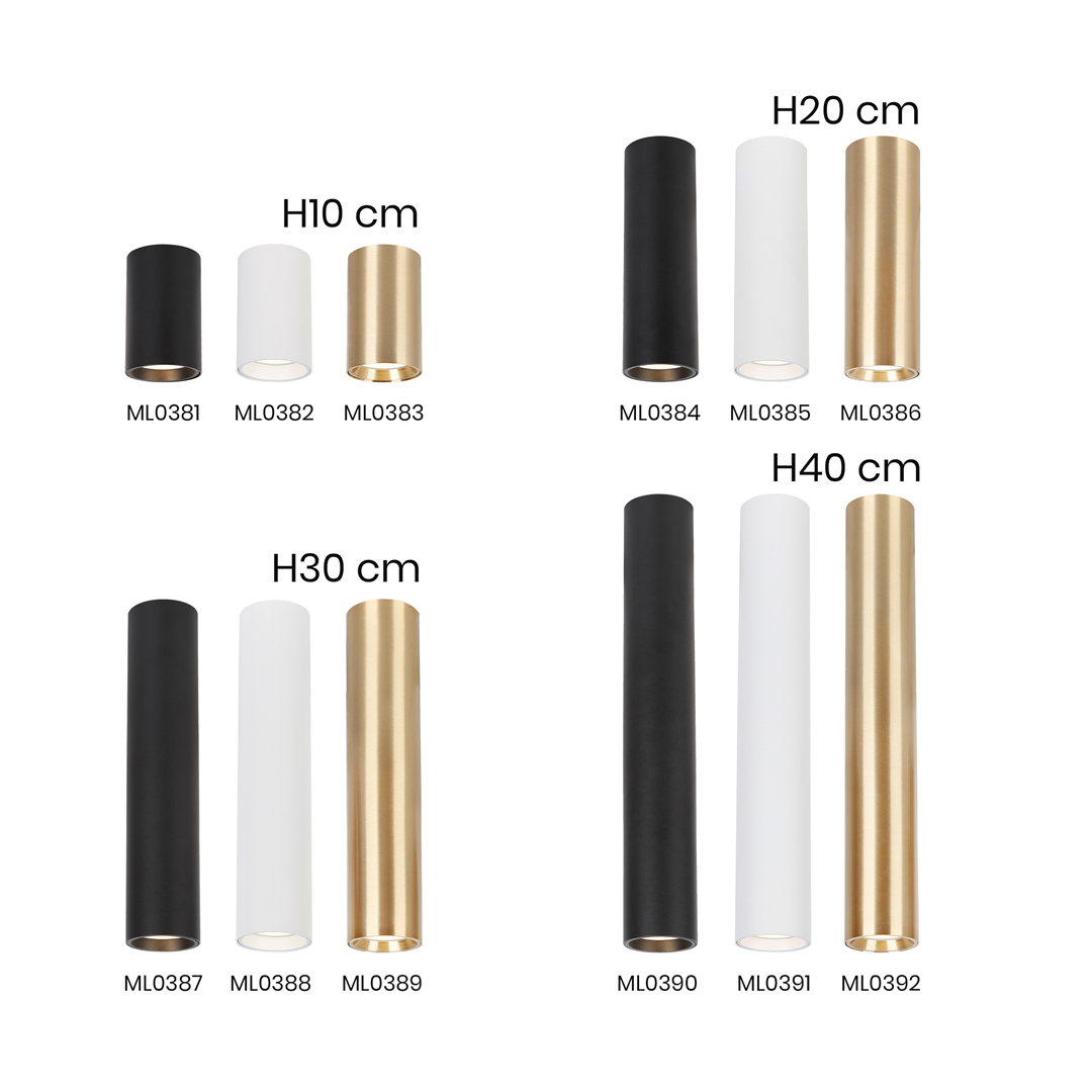 Lampa sufitowa Genesis H10 w kolorze białym, z jedną oprawą na żarówkę GU10. Ma cylindryczny kształt i gładką, matową powierzchnię. Wysokość 10 cm, umieszczona na białym tle, co podkreśla jej minimalistyczny design.